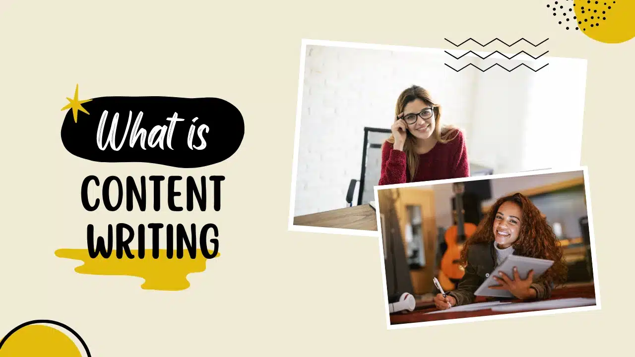 a freelancer is writing content a lady is working remotely on laptop