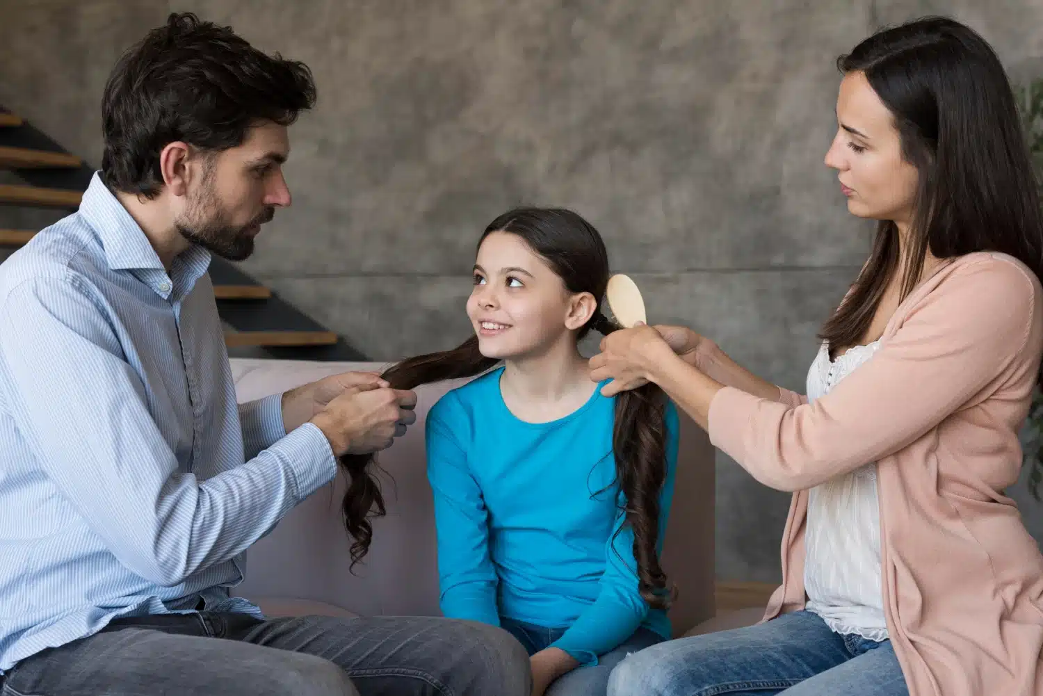 parents are talking to a sensitive child. showing how to build confidence in sensitive child